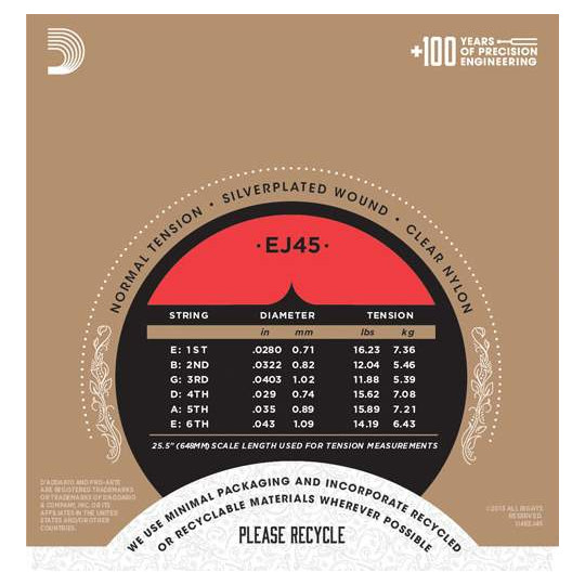 D'Addario EJ45 - struny pro klasickou kytaru