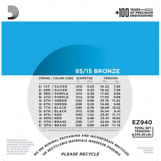 D'Addario EZ940 - struny pro akustickou kytaru