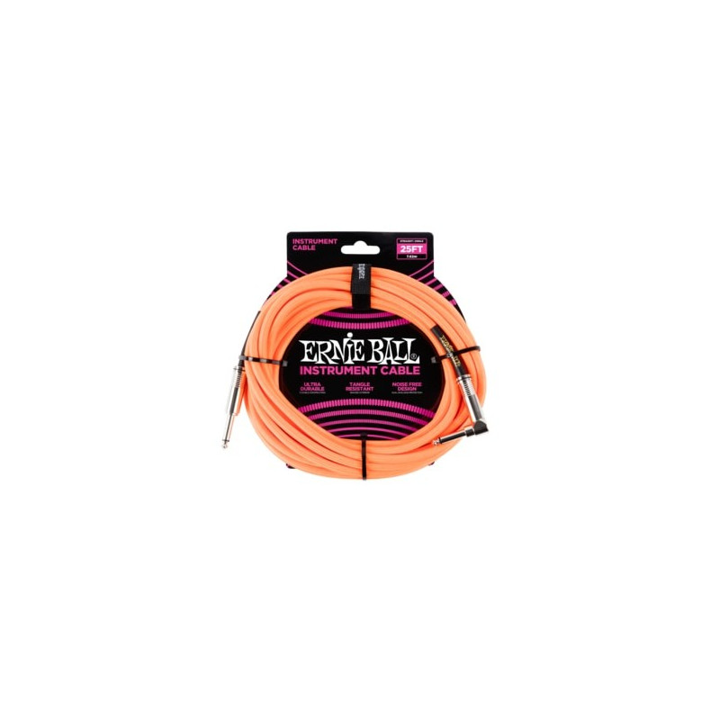 Ernie Ball 25FT STRIGHT/ANGLE BRAIDED NEON ORANGE C Ernie Ball 25FT STRIGHT/ANGLE BRAIDED NEON ORANGE C