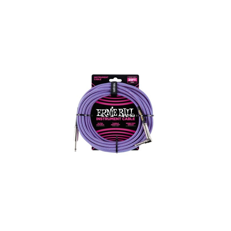 Ernie Ball 25FT STRGHT/ANGLE BRAIDED PURPLE/BLUE CA Ernie Ball 25FT STRGHT/ANGLE BRAIDED PURPLE/BLUE CA