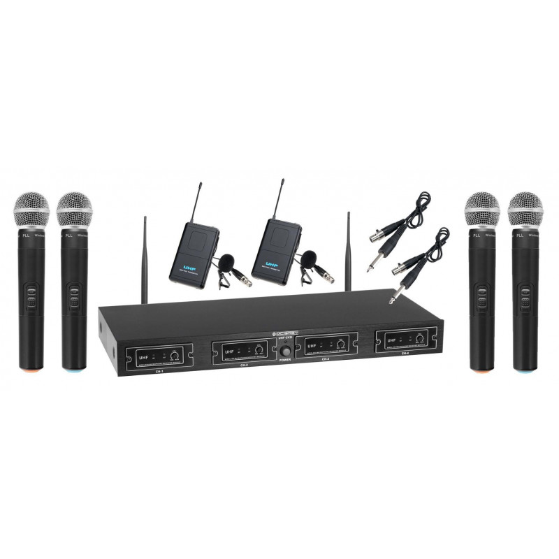 McGrey UHF 2V2I - 4 kanálový bezdrátový SET3 2x ruční, 2x klopový mikrofon 2x bodypack McGrey UHF 2V2I - 4 kanálový bezdrátový SET3 2x ruční, 2x klopový mikrofon 2x bodypack