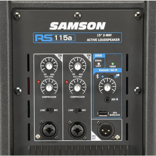 Samson RS-115A aktivní box, 3-kanálový mix, Bluetooth