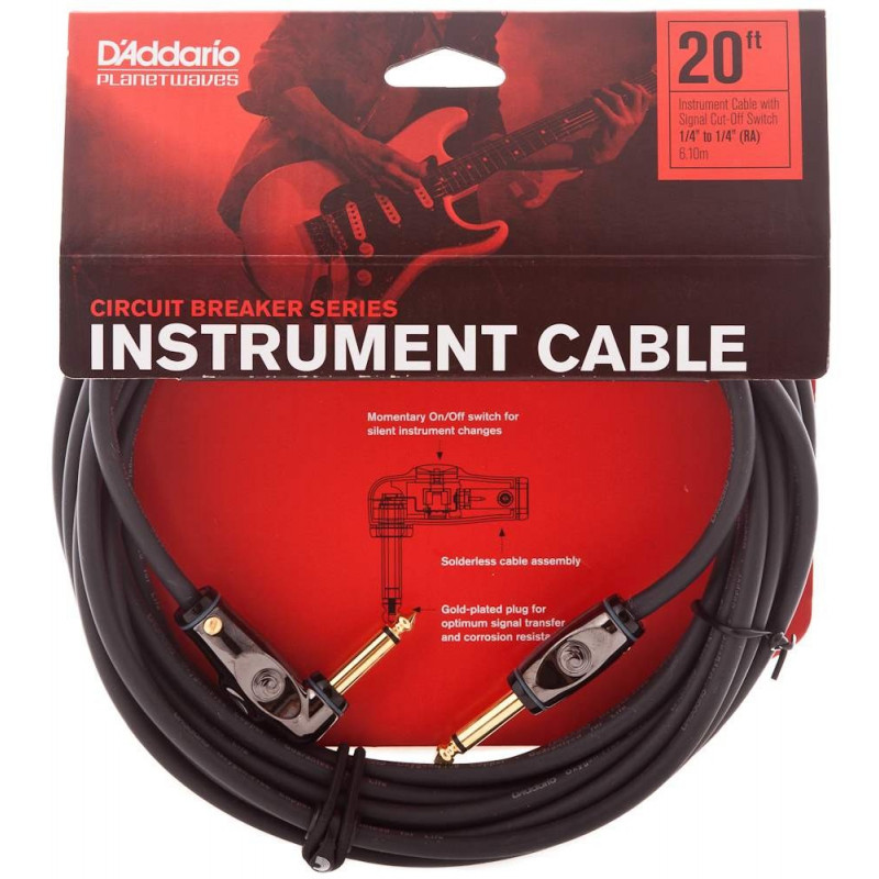 PLANET WAVES PW-AGRA-20 kabel úhlový jack/jack s vypínačem PLANET WAVES PW-AGRA-20 kabel úhlový jack/jack s vypínačem
