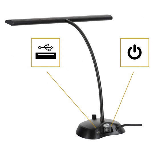 Proline klavírní LED lampička stmívatelná černá