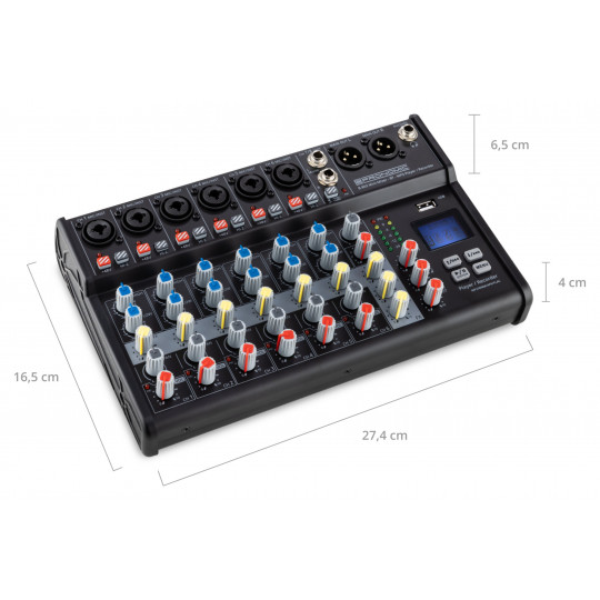 Pronomic B-803 Mini mixpult s Bluetooth s USB rekordérem