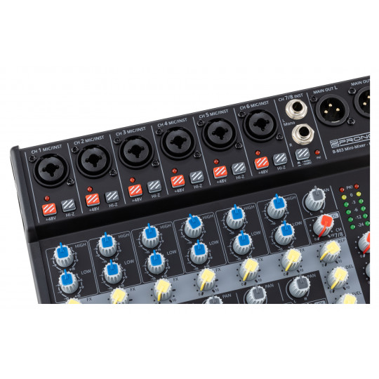 Pronomic B-803 Mini mixpult s Bluetooth s USB rekordérem