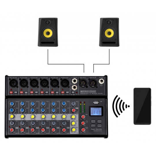 Pronomic B-803 Mini mixpult s Bluetooth s USB rekordérem