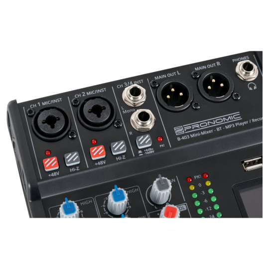 Pronomic B-403 mini mixpult s Bluetooth s USB rekordérem